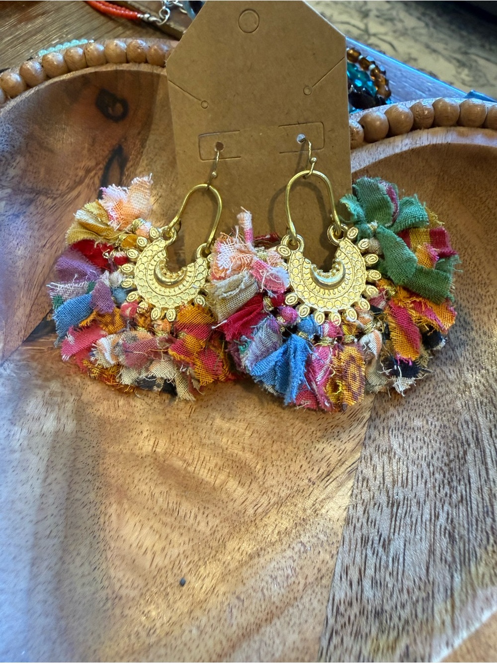 Colorful Tassel Fringe Gold Hoop Earrings